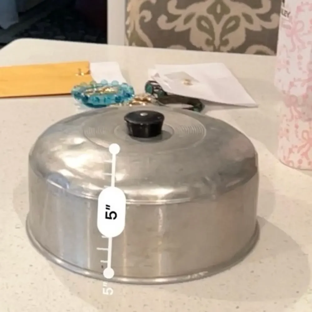 Aluminum Cake Carrier Dome Cover Embossed CAKE Black Knob Mid Century Vintage